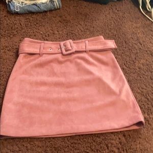 forever 21 pink faux suede skirt with belt